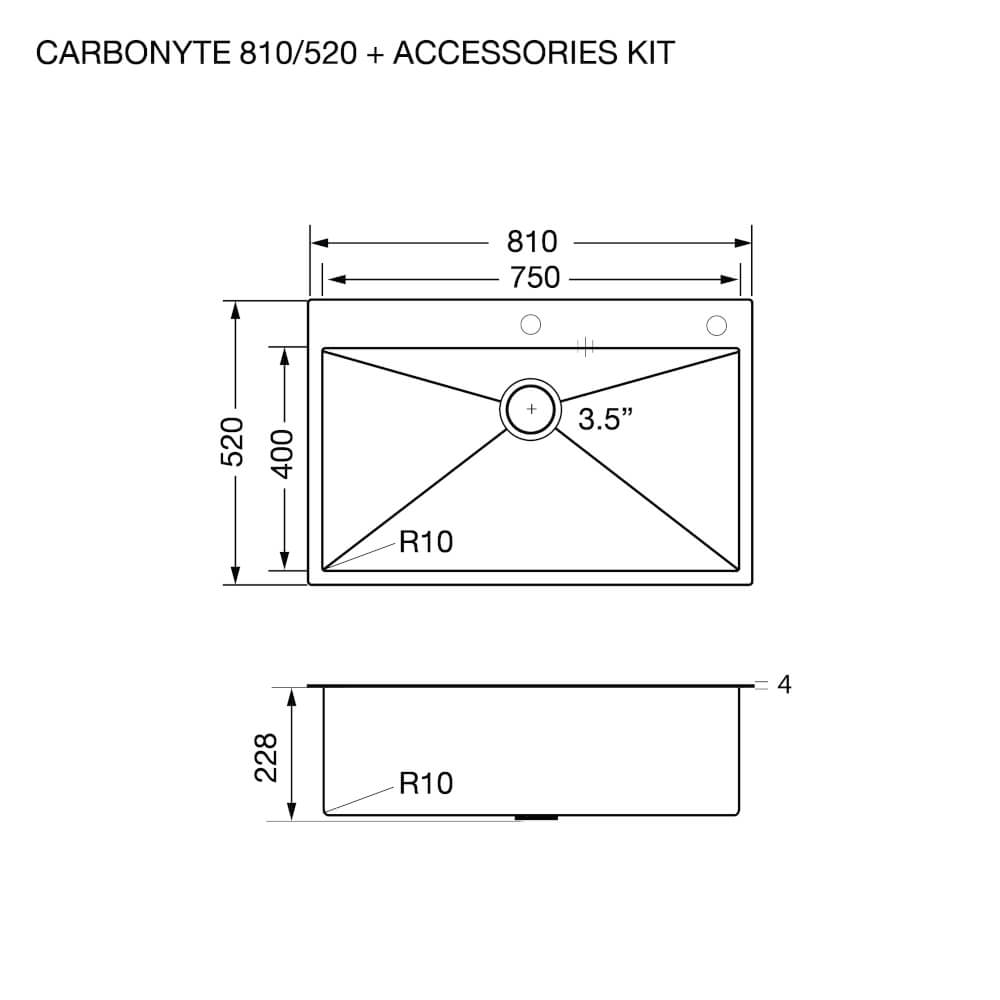 ซิงค์ล้างจาน สแตนเลส EVE CARBONYTE 810/520